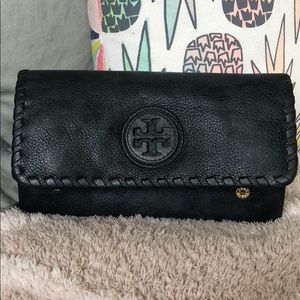 Black Leather Tory Burch Wallet